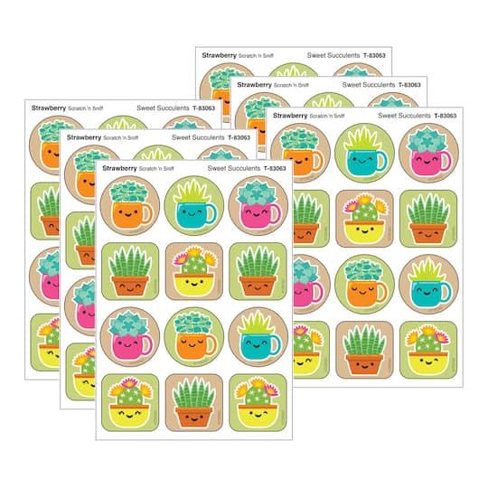 TREND Enterprises® Sweet Succulents, Strawberry Scent Scratch 'n Sniff Stinky Stickers®, 48 Per Pack, 6 Packs total of 288
